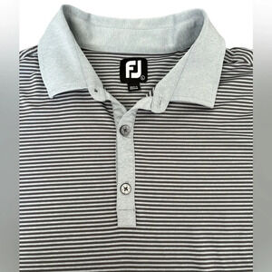 Men’s Footjoy Performance Golf Polo, Gray Striped, Size Large